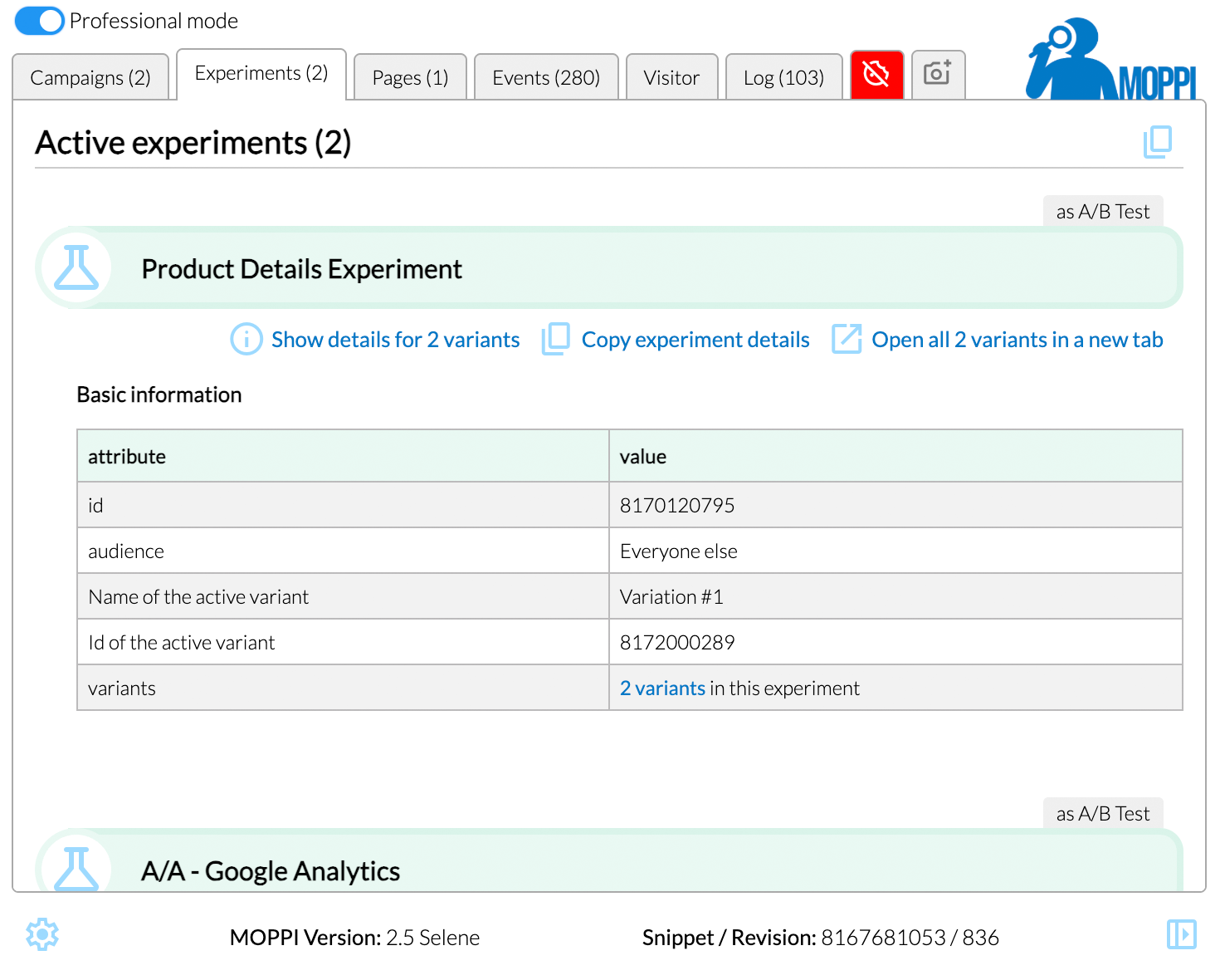 MOPPI Professional Mode